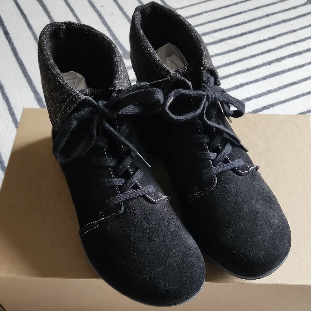 BUNDLE FOR @bliss_treasureClarks Black Suede Ankle Boots with Fold-Over Cuff NWT